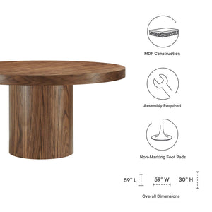 Modway Furniture Gratify 60" Round Dining Table - Contemporary Style for Memorable Gatherings and Everyday Use Walnut EEI-4911-WAL