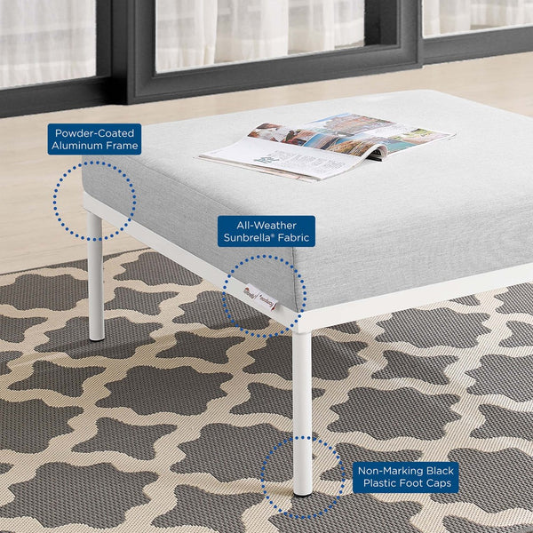 Modway Furniture Harmony Sunbrella® Outdoor Patio Aluminum Ottoman - Versatile, Weather-Resistant, Modern Design EEI-4969-GRY