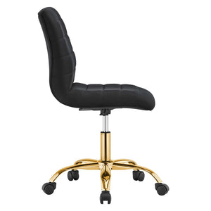 Modway Furniture Ripple Armless Performance Velvet Office Chair - Ergonomic Mid-Century Glam with Gold Frame Gold Black EEI-4972-GLD-BLK