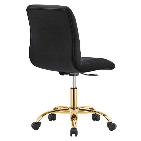 Modway Furniture Ripple Armless Performance Velvet Office Chair - Ergonomic Mid-Century Glam with Gold Frame Gold Black EEI-4972-GLD-BLK