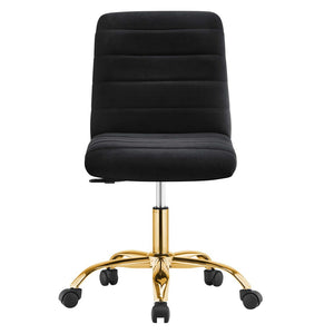 Modway Furniture Ripple Armless Performance Velvet Office Chair - Ergonomic Mid-Century Glam with Gold Frame Gold Black EEI-4972-GLD-BLK