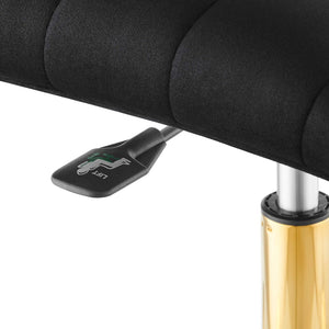 Modway Furniture Ripple Armless Performance Velvet Office Chair - Ergonomic Mid-Century Glam with Gold Frame Gold Black EEI-4972-GLD-BLK