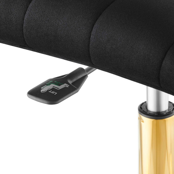 Modway Furniture Ripple Armless Performance Velvet Office Chair - Ergonomic Mid-Century Glam with Gold Frame Gold Black EEI-4972-GLD-BLK