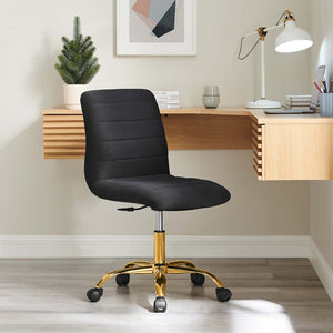 Modway Furniture Ripple Armless Performance Velvet Office Chair - Ergonomic Mid-Century Glam with Gold Frame Gold Black EEI-4972-GLD-BLK