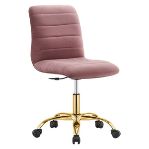 Modway Furniture Ripple Armless Performance Velvet Office Chair - Ergonomic Mid-Century Glam with Gold Frame Gold Dusty Rose EEI-4972-GLD-DUS