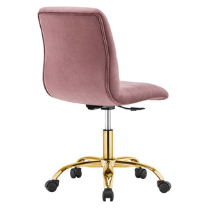 Modway Furniture Ripple Armless Performance Velvet Office Chair - Ergonomic Mid-Century Glam with Gold Frame Gold Dusty Rose EEI-4972-GLD-DUS