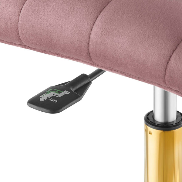 Modway Furniture Ripple Armless Performance Velvet Office Chair - Ergonomic Mid-Century Glam with Gold Frame Gold Dusty Rose EEI-4972-GLD-DUS