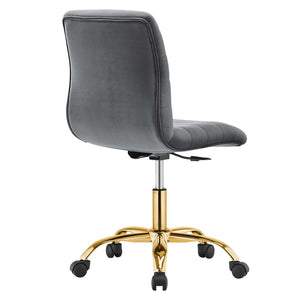 Modway Furniture Ripple Armless Performance Velvet Office Chair - Ergonomic Mid-Century Glam with Gold Frame Gold Gray EEI-4972-GLD-GRY