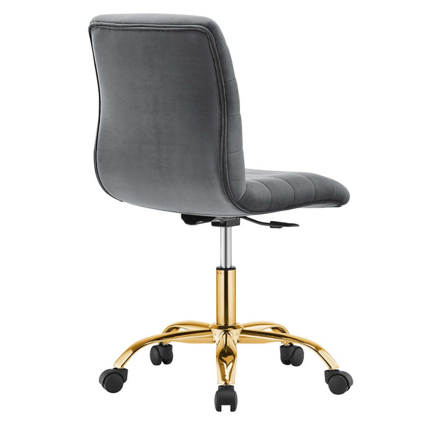 Modway Furniture Ripple Armless Performance Velvet Office Chair - Ergonomic Mid-Century Glam with Gold Frame Gold Gray EEI-4972-GLD-GRY