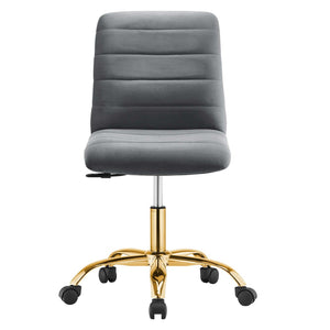 Modway Furniture Ripple Armless Performance Velvet Office Chair - Ergonomic Mid-Century Glam with Gold Frame Gold Gray EEI-4972-GLD-GRY