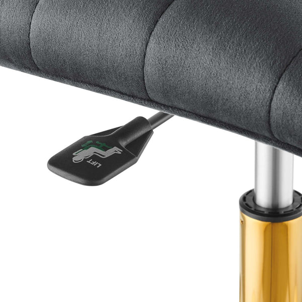 Modway Furniture Ripple Armless Performance Velvet Office Chair - Ergonomic Mid-Century Glam with Gold Frame Gold Gray EEI-4972-GLD-GRY