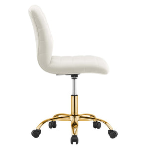 Modway Furniture Ripple Armless Performance Velvet Office Chair - Ergonomic Mid-Century Glam with Gold Frame Gold Ivory EEI-4972-GLD-IVO