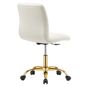 Modway Furniture Ripple Armless Performance Velvet Office Chair - Ergonomic Mid-Century Glam with Gold Frame Gold Ivory EEI-4972-GLD-IVO