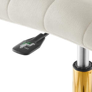 Modway Furniture Ripple Armless Performance Velvet Office Chair - Ergonomic Mid-Century Glam with Gold Frame Gold Ivory EEI-4972-GLD-IVO