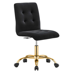 Modway Furniture Prim Armless Performance Velvet Office Chair - Modern Ergonomic Design for Stylish Workspaces Gold Black EEI-4973-GLD-BLK