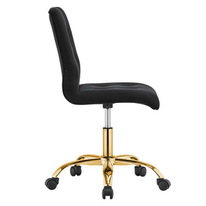 Modway Furniture Prim Armless Performance Velvet Office Chair - Modern Ergonomic Design for Stylish Workspaces Gold Black EEI-4973-GLD-BLK