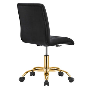 Modway Furniture Prim Armless Performance Velvet Office Chair - Modern Ergonomic Design for Stylish Workspaces Gold Black EEI-4973-GLD-BLK