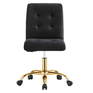 Modway Furniture Prim Armless Performance Velvet Office Chair - Modern Ergonomic Design for Stylish Workspaces Gold Black EEI-4973-GLD-BLK
