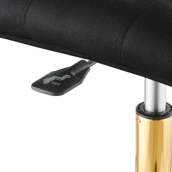 Modway Furniture Prim Armless Performance Velvet Office Chair - Modern Ergonomic Design for Stylish Workspaces Gold Black EEI-4973-GLD-BLK