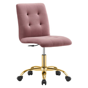 Modway Furniture Prim Armless Performance Velvet Office Chair - Modern Ergonomic Design for Stylish Workspaces Gold Dusty Rose EEI-4973-GLD-DUS