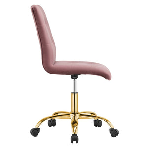 Modway Furniture Prim Armless Performance Velvet Office Chair - Modern Ergonomic Design for Stylish Workspaces Gold Dusty Rose EEI-4973-GLD-DUS
