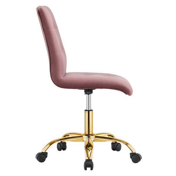 Modway Furniture Prim Armless Performance Velvet Office Chair - Modern Ergonomic Design for Stylish Workspaces Gold Dusty Rose EEI-4973-GLD-DUS