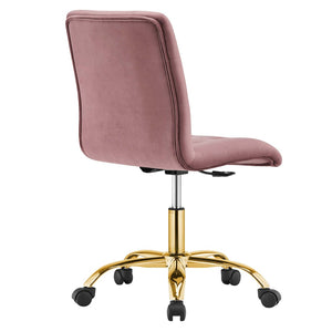 Modway Furniture Prim Armless Performance Velvet Office Chair - Modern Ergonomic Design for Stylish Workspaces Gold Dusty Rose EEI-4973-GLD-DUS