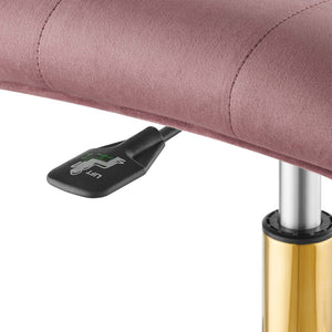 Modway Furniture Prim Armless Performance Velvet Office Chair - Modern Ergonomic Design for Stylish Workspaces Gold Dusty Rose EEI-4973-GLD-DUS