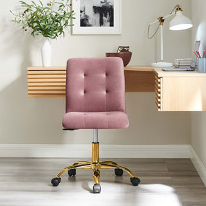 Modway Furniture Prim Armless Performance Velvet Office Chair - Modern Ergonomic Design for Stylish Workspaces Gold Dusty Rose EEI-4973-GLD-DUS