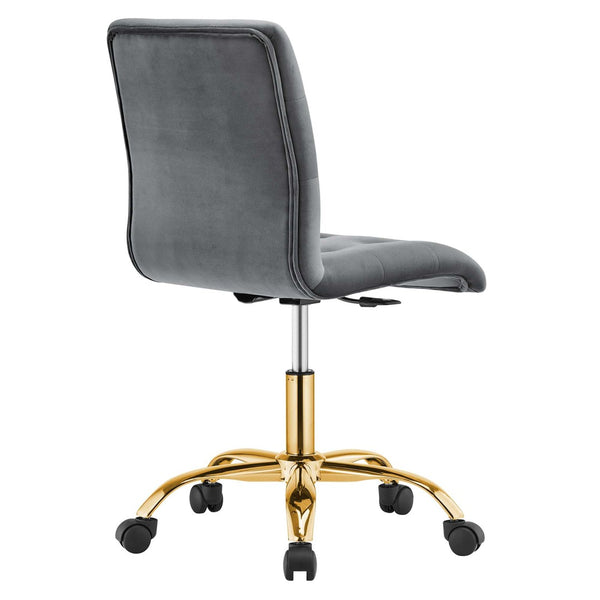 Modway Furniture Prim Armless Performance Velvet Office Chair - Modern Ergonomic Design for Stylish Workspaces Gold Gray EEI-4973-GLD-GRY