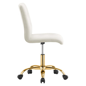 Modway Furniture Prim Armless Performance Velvet Office Chair - Modern Ergonomic Design for Stylish Workspaces Gold Ivory EEI-4973-GLD-IVO