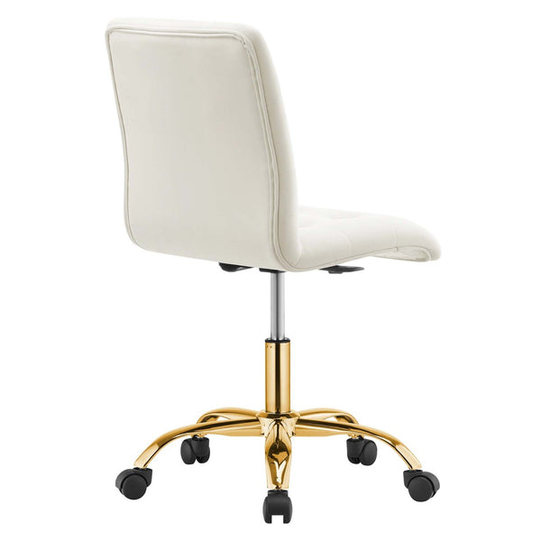 Modway Furniture Prim Armless Performance Velvet Office Chair - Modern Ergonomic Design for Stylish Workspaces Gold Ivory EEI-4973-GLD-IVO