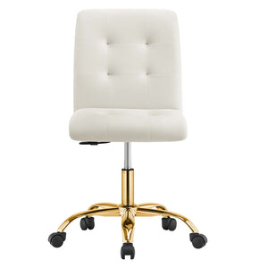 Modway Furniture Prim Armless Performance Velvet Office Chair - Modern Ergonomic Design for Stylish Workspaces Gold Ivory EEI-4973-GLD-IVO