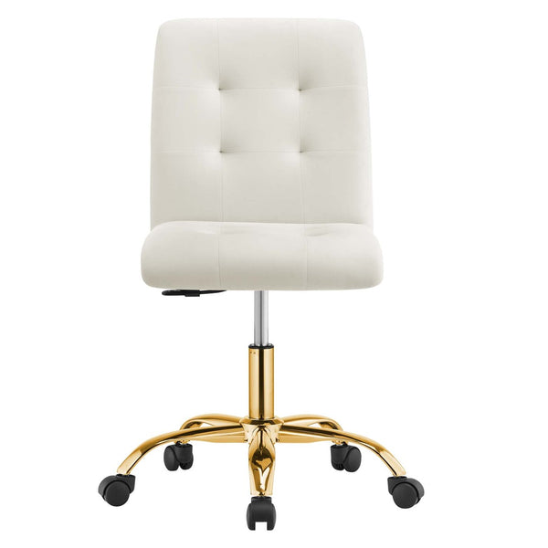 Modway Furniture Prim Armless Performance Velvet Office Chair - Modern Ergonomic Design for Stylish Workspaces Gold Ivory EEI-4973-GLD-IVO