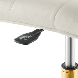 Modway Furniture Prim Armless Performance Velvet Office Chair - Modern Ergonomic Design for Stylish Workspaces Gold Ivory EEI-4973-GLD-IVO
