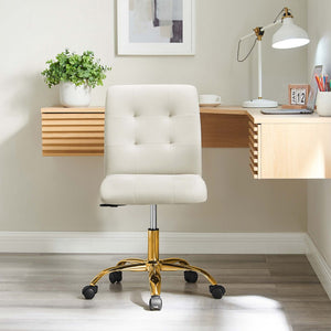 Modway Furniture Prim Armless Performance Velvet Office Chair - Modern Ergonomic Design for Stylish Workspaces Gold Ivory EEI-4973-GLD-IVO