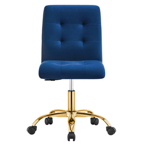 Modway Furniture Prim Armless Performance Velvet Office Chair - Modern Ergonomic Design for Stylish Workspaces Gold Navy EEI-4973-GLD-NAV