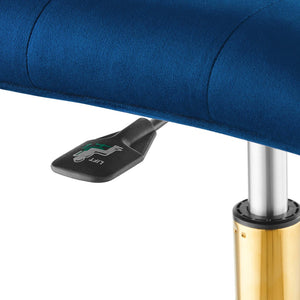 Modway Furniture Prim Armless Performance Velvet Office Chair - Modern Ergonomic Design for Stylish Workspaces Gold Navy EEI-4973-GLD-NAV