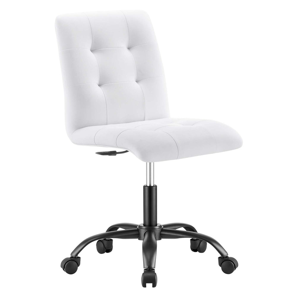 Modway Furniture Prim Armless Vegan Leather Office Chair - Modern Style, Ergonomic Comfort for Home & Office Use EEI-4975-BLK-WHI