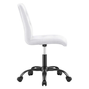 Modway Furniture Prim Armless Vegan Leather Office Chair - Modern Style, Ergonomic Comfort for Home & Office Use EEI-4975-BLK-WHI