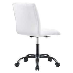 Modway Furniture Prim Armless Vegan Leather Office Chair - Modern Style, Ergonomic Comfort for Home & Office Use EEI-4975-BLK-WHI
