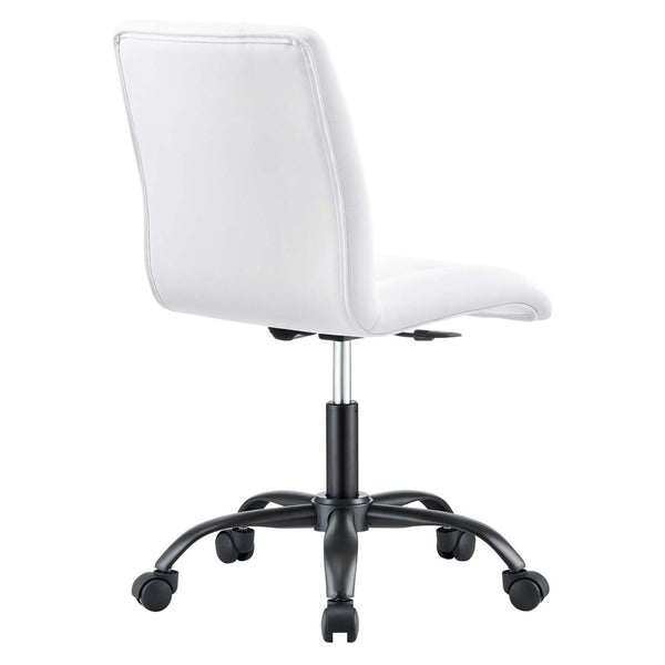 Modway Furniture Prim Armless Vegan Leather Office Chair - Modern Style, Ergonomic Comfort for Home & Office Use EEI-4975-BLK-WHI