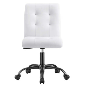 Modway Furniture Prim Armless Vegan Leather Office Chair - Modern Style, Ergonomic Comfort for Home & Office Use EEI-4975-BLK-WHI
