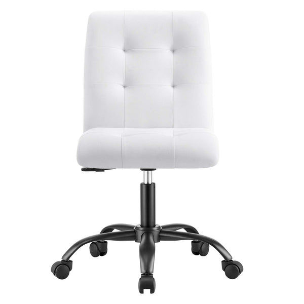 Modway Furniture Prim Armless Vegan Leather Office Chair - Modern Style, Ergonomic Comfort for Home & Office Use EEI-4975-BLK-WHI