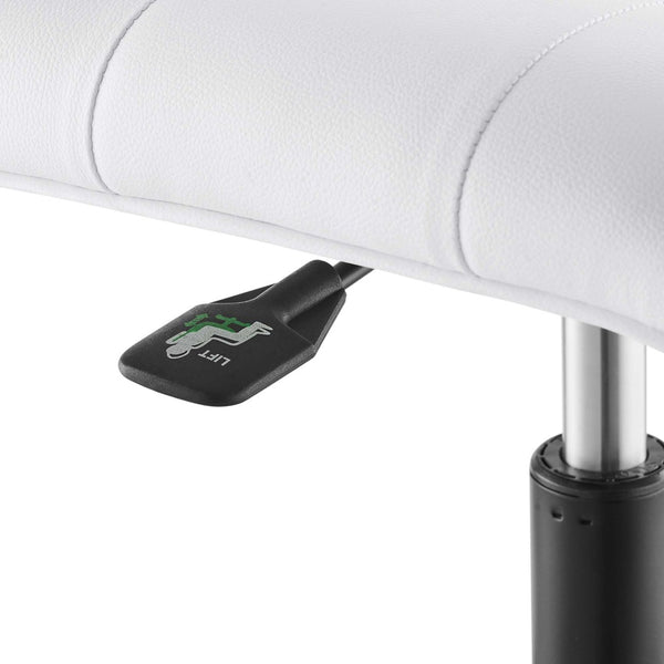 Modway Furniture Prim Armless Vegan Leather Office Chair - Modern Style, Ergonomic Comfort for Home & Office Use EEI-4975-BLK-WHI