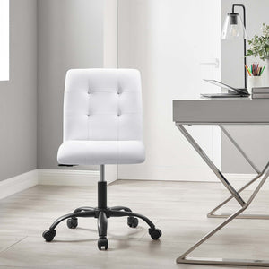Modway Furniture Prim Armless Vegan Leather Office Chair - Modern Style, Ergonomic Comfort for Home & Office Use EEI-4975-BLK-WHI
