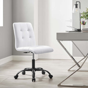 Modway Furniture Prim Armless Vegan Leather Office Chair - Modern Style, Ergonomic Comfort for Home & Office Use EEI-4975-BLK-WHI