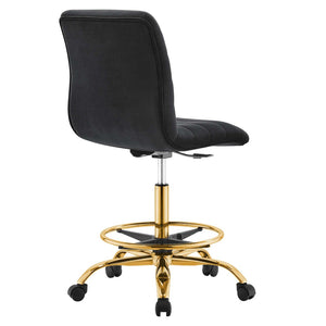 Modway Furniture Ripple Armless Performance Velvet Drafting Chair - Luxurious Comfort with Polished Gold Frame Gold Black EEI-4976-GLD-BLK