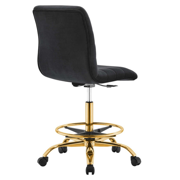 Modway Furniture Ripple Armless Performance Velvet Drafting Chair - Luxurious Comfort with Polished Gold Frame Gold Black EEI-4976-GLD-BLK