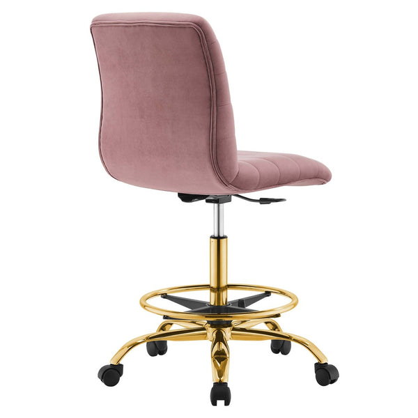 Modway Furniture Ripple Armless Performance Velvet Drafting Chair - Luxurious Comfort with Polished Gold Frame Gold Dusty Rose EEI-4976-GLD-DUS